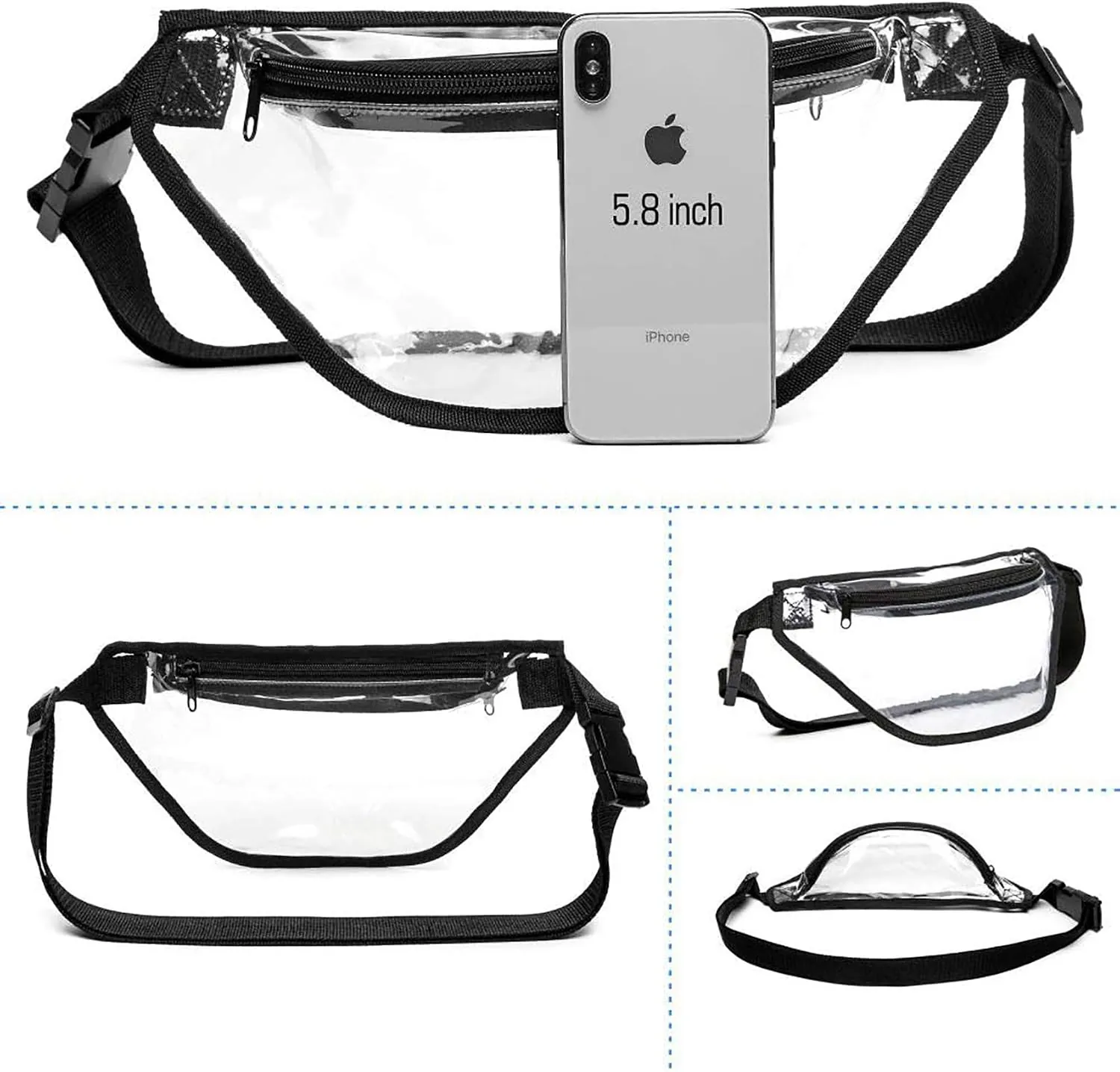 BuyAgain clear 2 pack fanny pack stadium approved belt bag value bundle