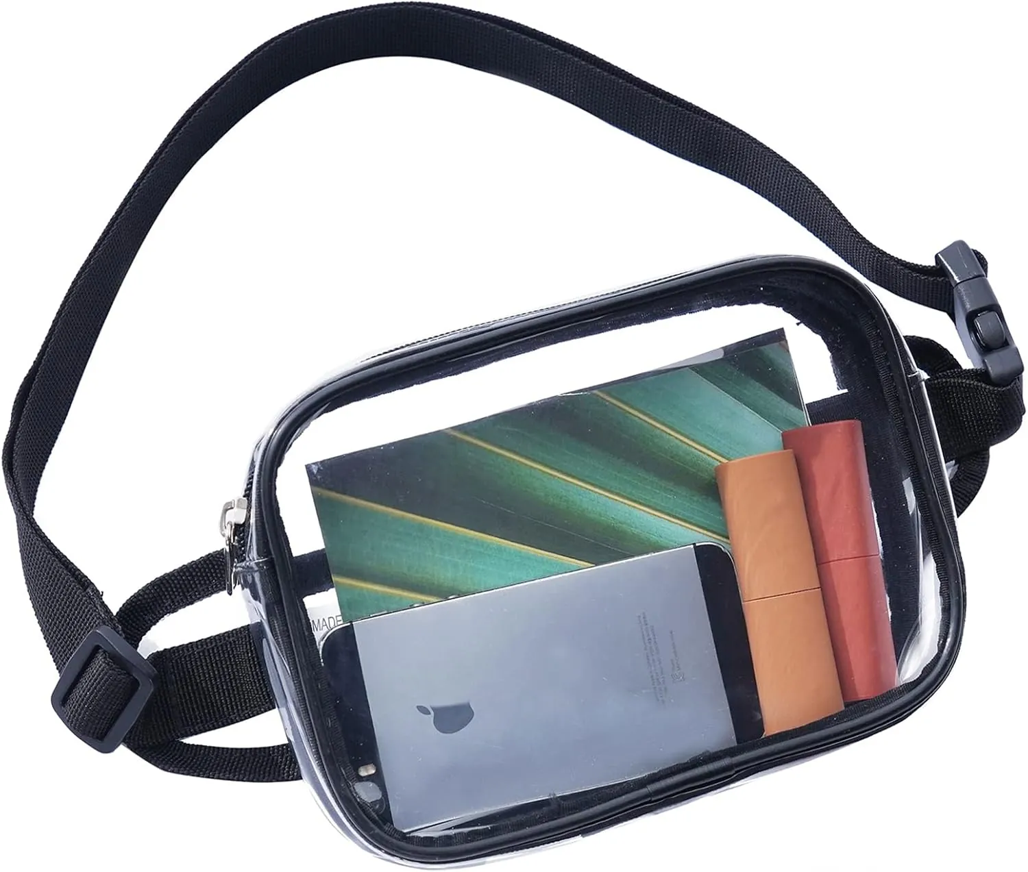 COVAX clear concert fanny pack with front zip pocket stadium approved