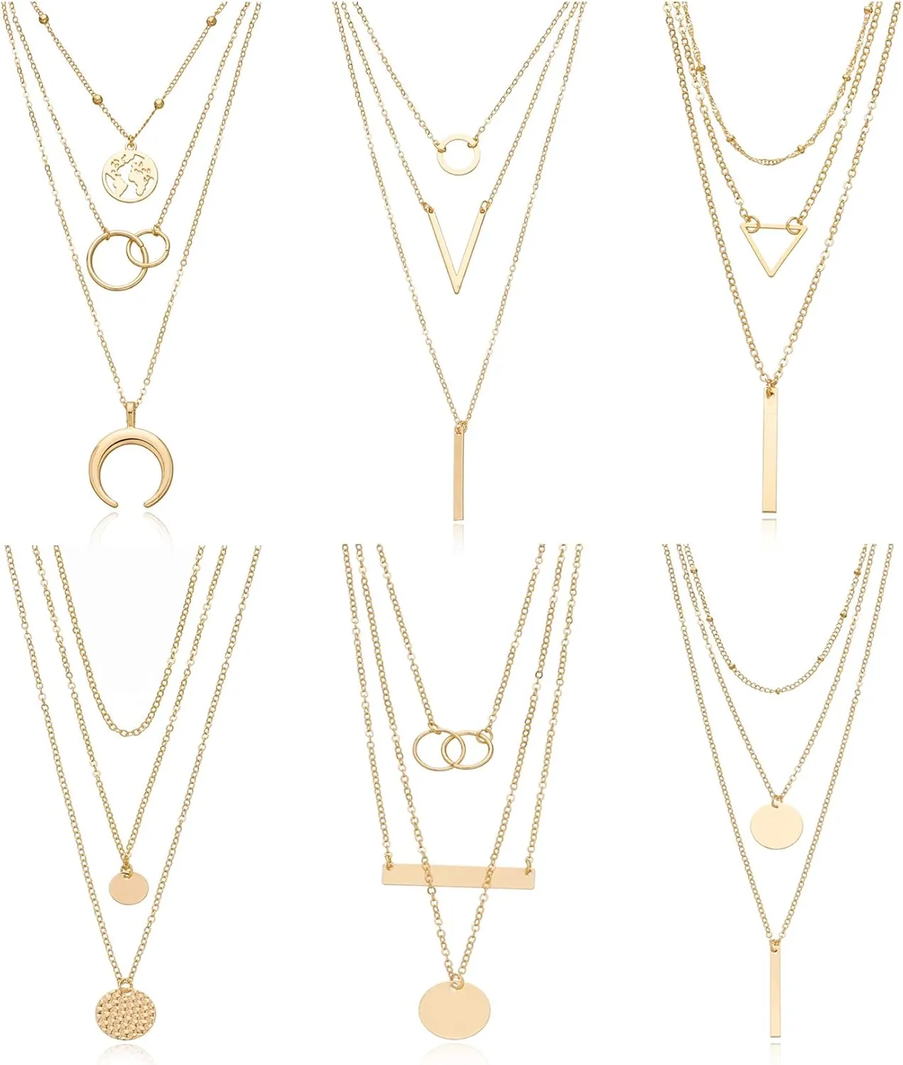 6 Piece Gold Layered Necklace for R&B Tour 2026 concert