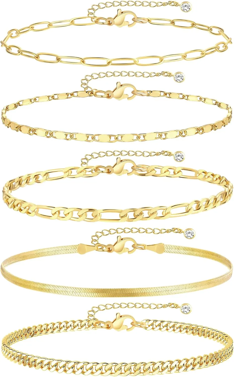 Gold Ankle Bracelets 5pc for R&B Tour 2026 concert