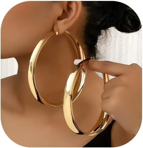 Oversized gold hoop earrings for R&B concert
