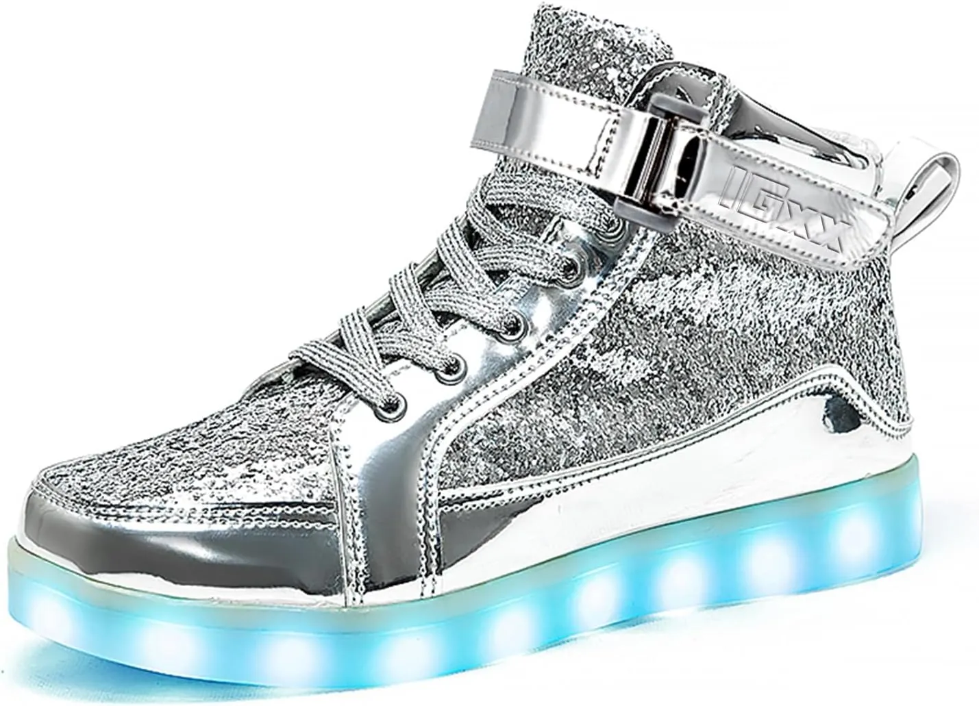 IGxx LED Light Up Silver Glitter high top sneakers for R&B Tour concert
