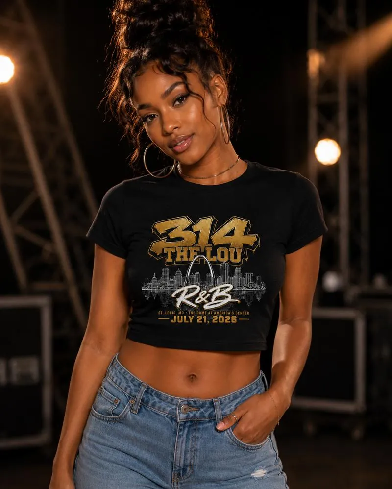 314 The Lou R&B St. Louis skyline baby crop tee July 21 2026