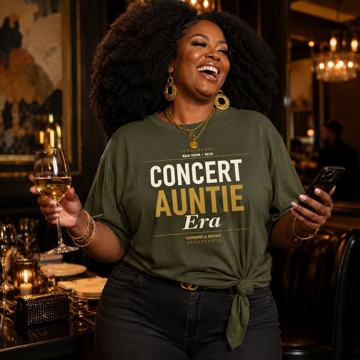 Concert Auntie Era R&B Tour 2026 concert tee moss green