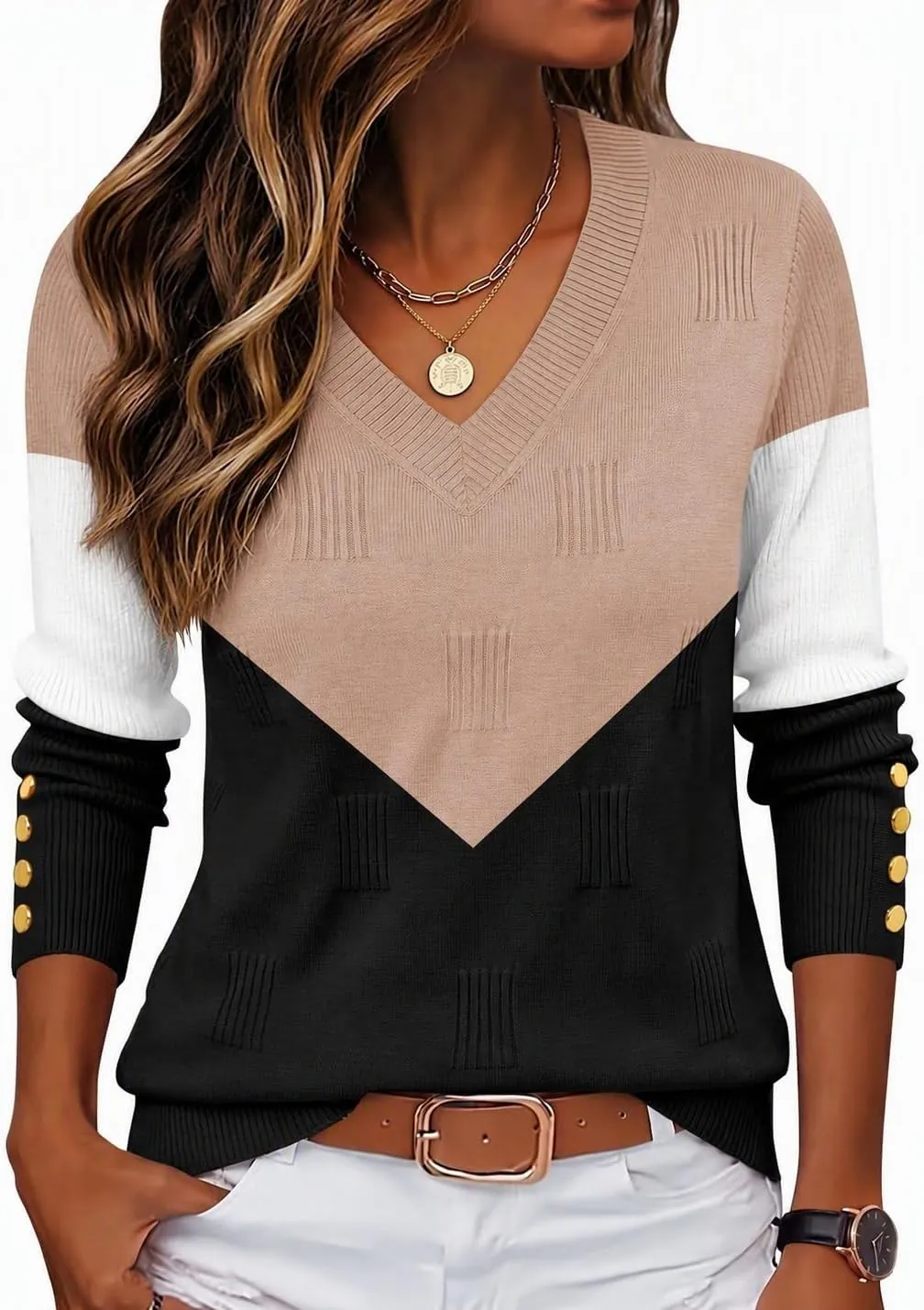 Zeagoo V Neck Button Sweater for R&B Tour 2026 concert